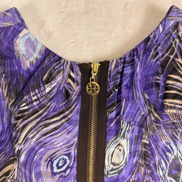 Tory Burch Purple/Blue Peacock Print Sleeveless‎ Tank Top Tunic Women's Size 6 - Picture 5 of 6